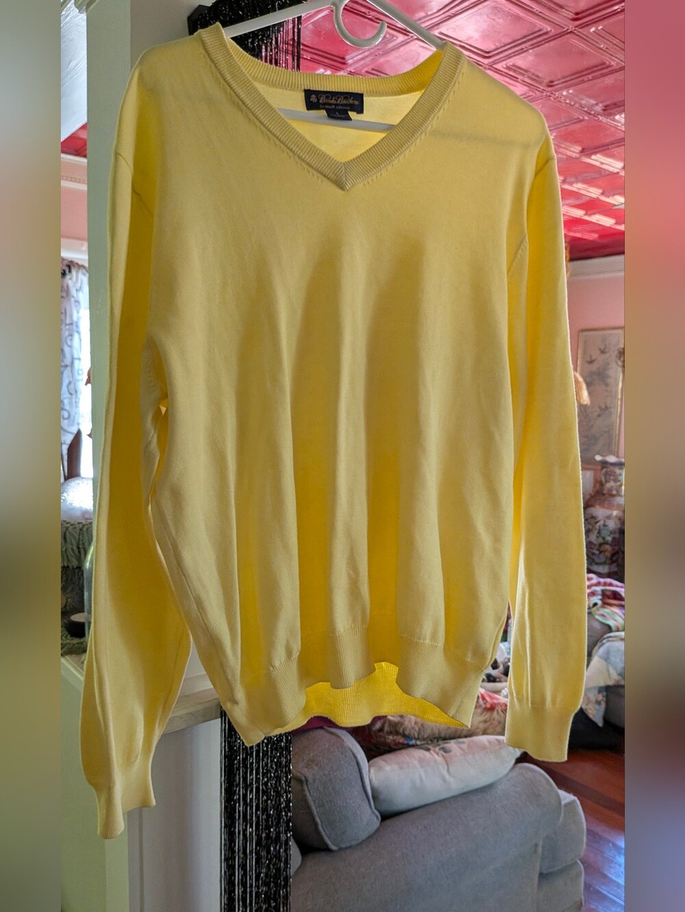 Brooks Brothers Men's V-Neck Sweater in Yellow